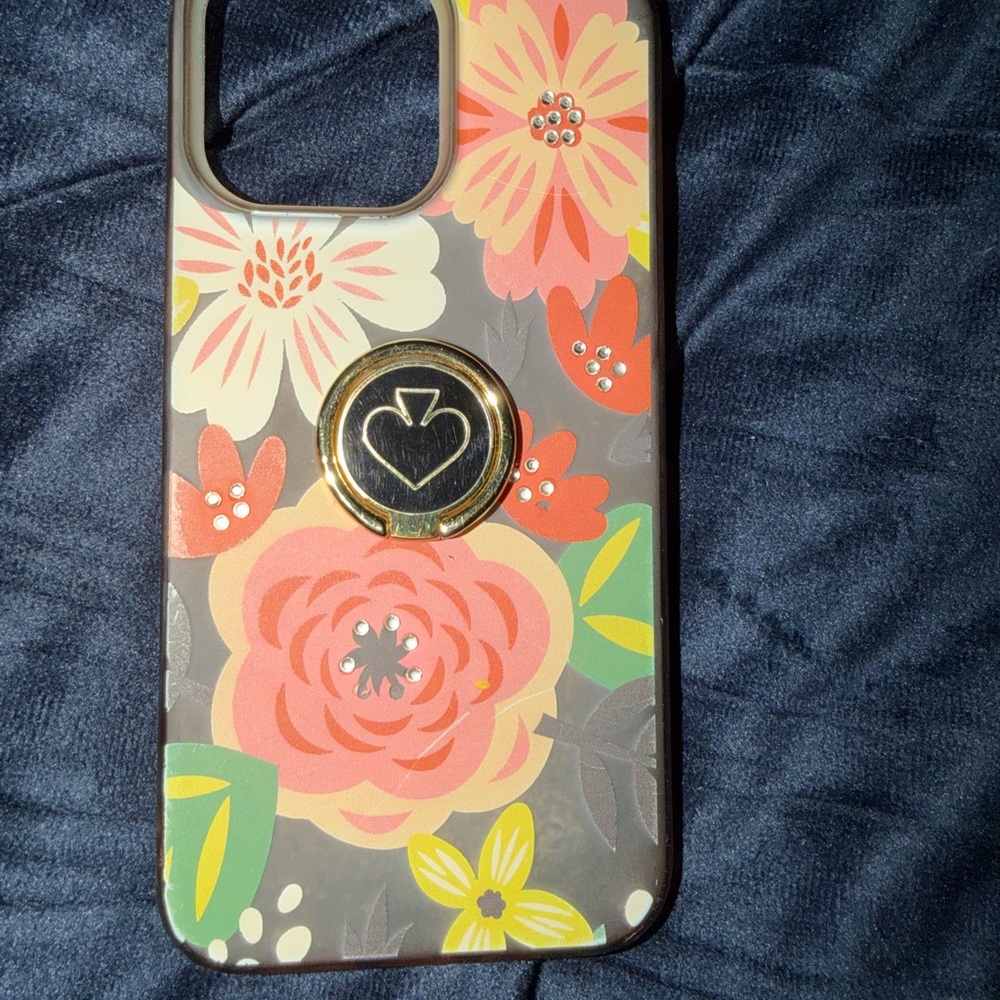 Floral Pattern Phone Case with Ring Holder